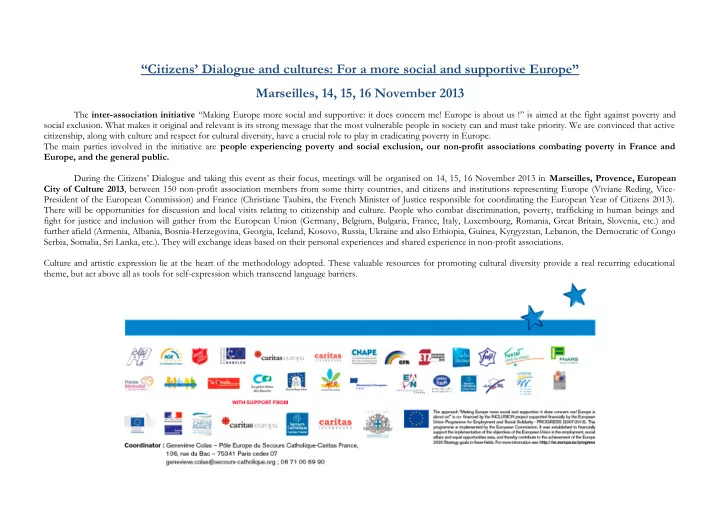 citizens dialogue and cultures for a more social and