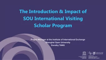 SOU International Visiting  Scholar Program  Project Manager at the Institute of International