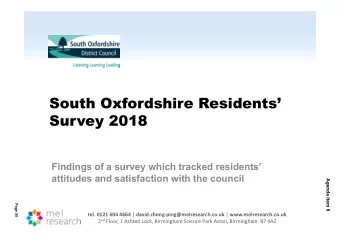 South Oxfordshire Residents  Survey 2018  Findings of a survey which tracked residents
