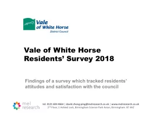 Vale of White Horse  Residents Survey 2018  Findings of a survey which tracked residents