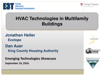 E3  E3T  Energy  Efficiency  Emerging Technologies  HVAC Technologies in Multifamily  Buildings