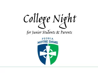 College Night  for Junior Students &amp; Parents  Checklist for College Planning   Continue to