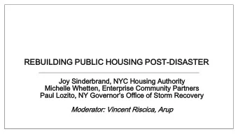 RE  REBUI  UILDIN  DING P  PUB  UBLIC  C HOUS  HOUSING POS  OST-DISAST  SASTER  Joy  Joy S