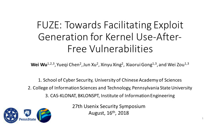 fuze towards facilitating exploit generation for kernel