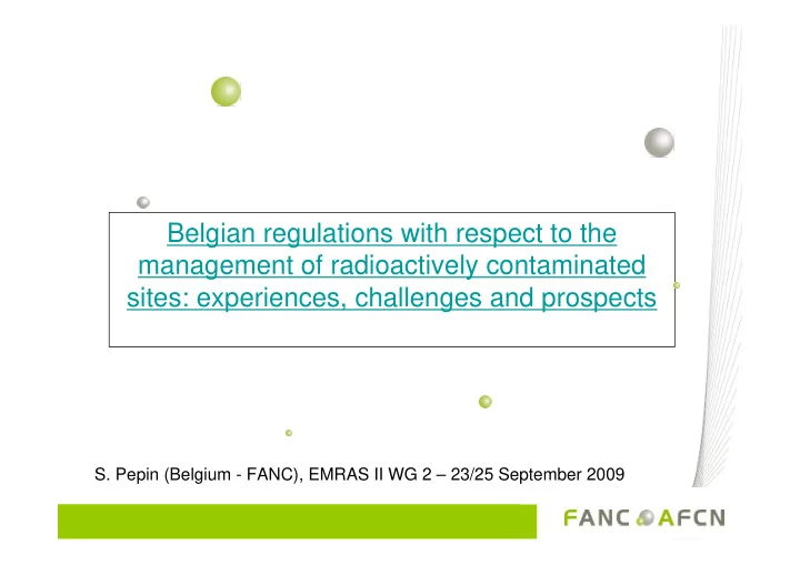 belgian regulations with respect to the management of