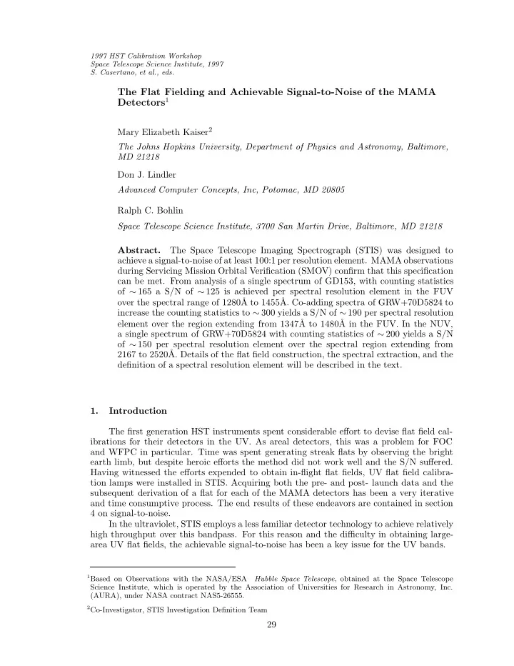 the flat fielding and achievable signal to noise of the