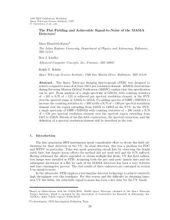 The Flat Fielding and Achievable Signal-to-Noise of the MAMA Detectors 1 Mary Elizabeth Kaiser 2