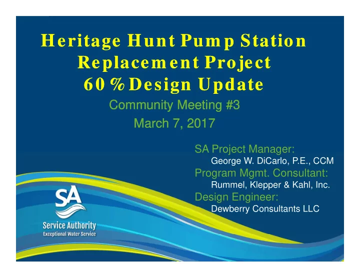heritage hunt pum p station heritage hunt pum p station