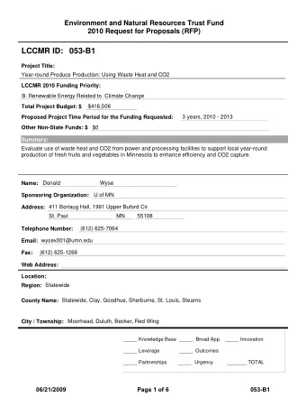 LCCMR ID: 053-B1  Project Title:  Year-round Produce Production: Using Waste Heat and CO2  LCCMR