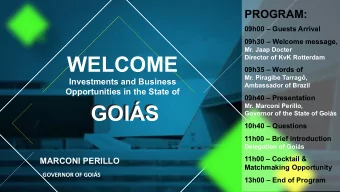 WELCOME  Director of KvK Rotterdam  09h35  Words of  Mr. Piragibe Tarrag,  Investments and