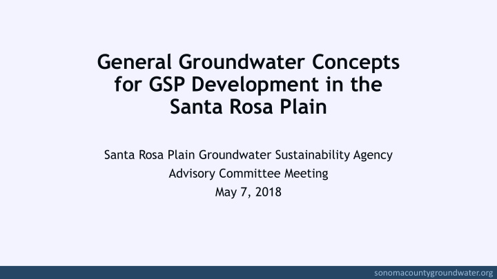 general groundwater concepts for gsp development in the