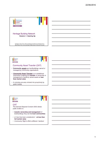 22/06/2016  Heritage Building Network  Session 1: Gearing Up  Heritage Lottery Fund, Historic