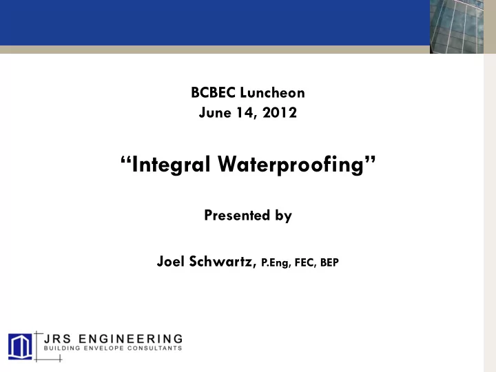 integral waterproofing