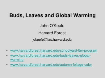 Buds, Leaves and Global Warming John OKeefe  Harvard Forest  jokeefe@fas.harvard.edu