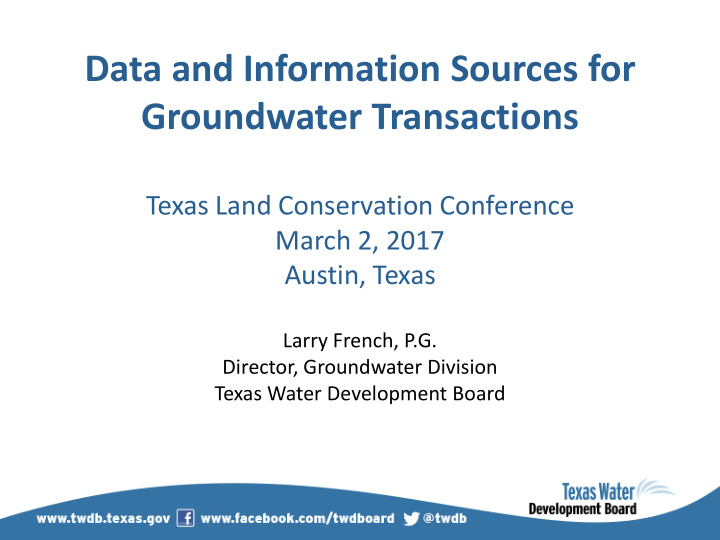 groundwater transactions