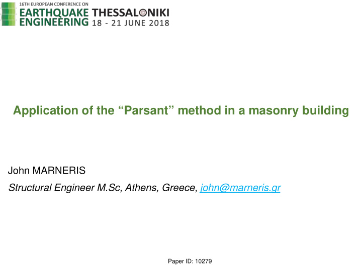 application of the parsant method in a masonry building