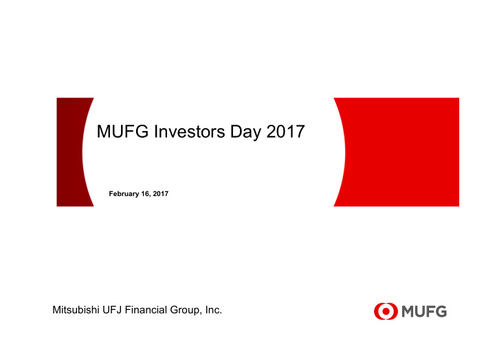 mufg investors day 2017
