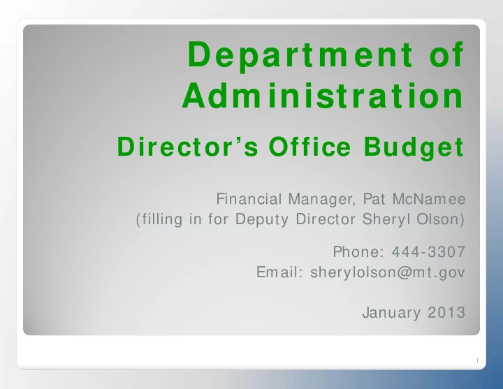 departm ent of adm inistration