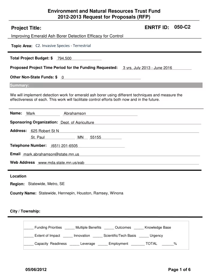 environment and natural resources trust fund 2012 2013