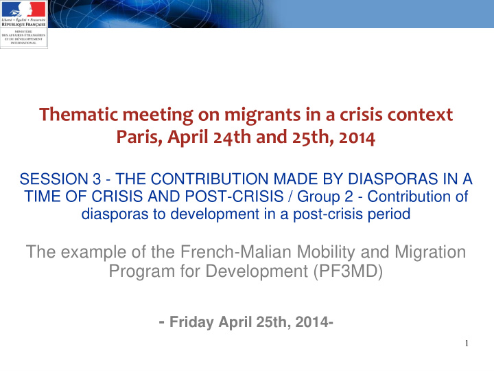 friday april 25th 2014 1 migrants active players in