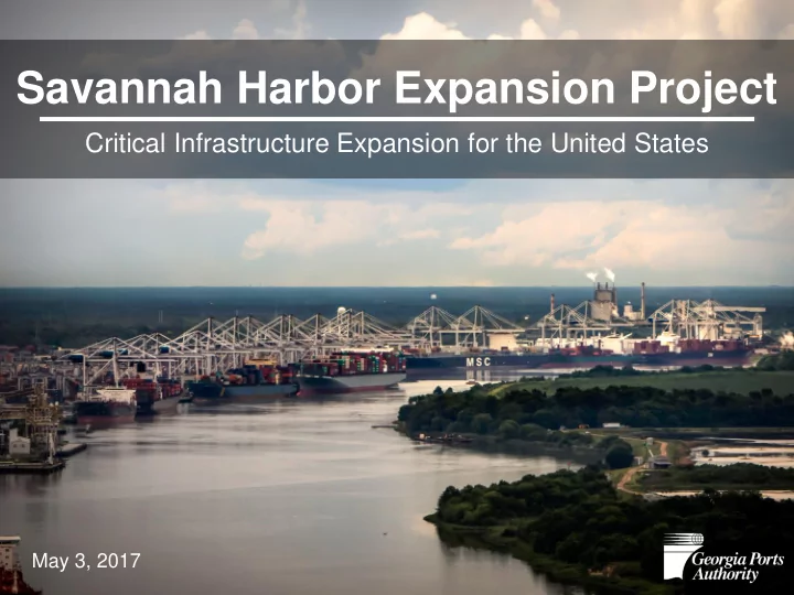 savannah harbor expansion project