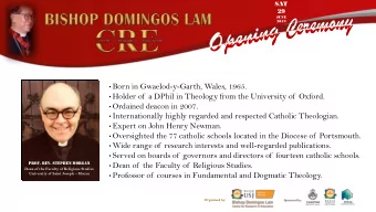 Dean of the Faculty of Religious Studies.  Prof. rev. Stephen MORGAN  Dean of the Faculty of