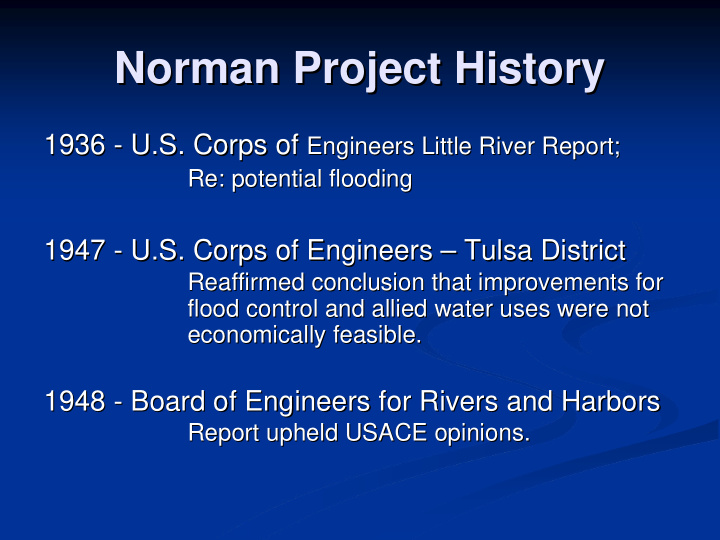 norman project history norman project history