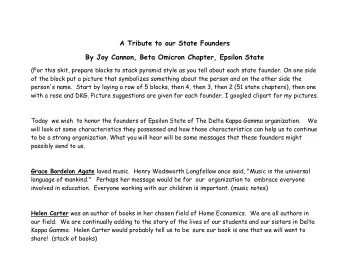 A Tribute to our State Founders  By Joy Cannon, Beta Omicron Chapter, Epsilon State  (For this