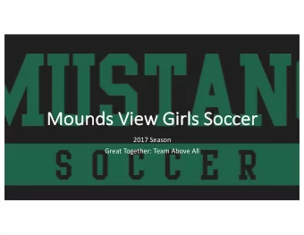 Mo  Mounds Vi  View  w Girls Socce  ccer  2017 Season  Great Together: Team Above All  Coaching