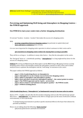 Perceiving and Optimizing Well-being and Atmosphere in Shopping Centres   the POWAS approach Use