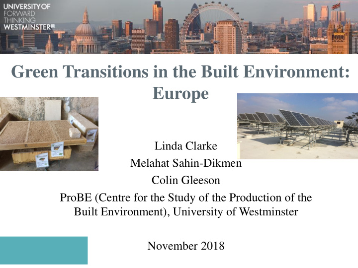 green transitions in the built environment europe