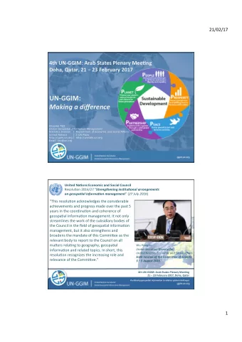 UN-GGIM:  Making a difference  CheeHai TEO  Global Geospatial Information Management  Statistics