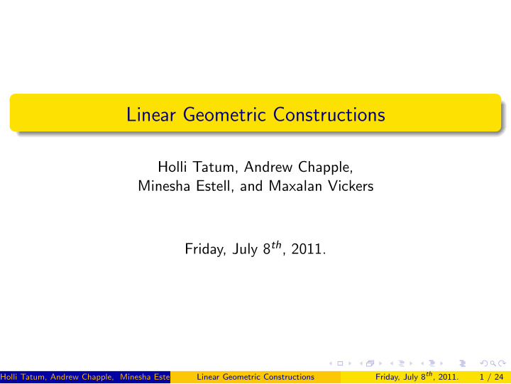 linear geometric constructions