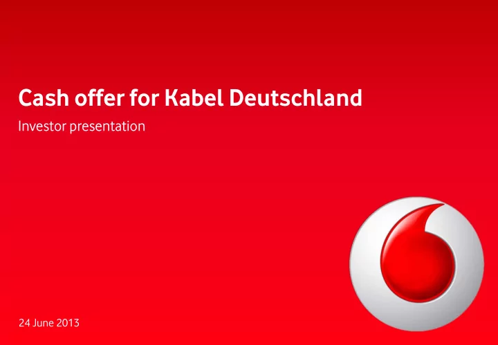 cash offer for kabel deutschland