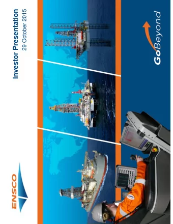 Investor Presentation  29 October 2015  Forward-Looking Statements  Statements contained in this