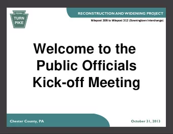 Welcome to the  Public Officials  Kick-off Meeting  Chester County, PA  October 31, 2013