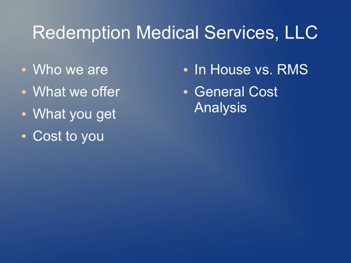 redemption medical services llc