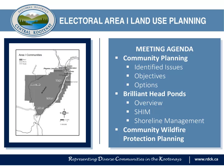 meeting agenda community planning identified issues