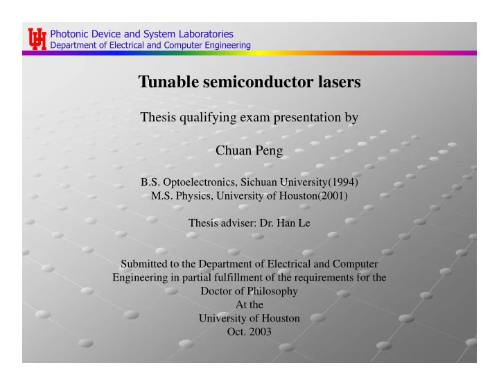 tunable semiconductor lasers
