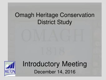 Introductory Meeting  December 14, 2016  Purpose of Tonights Meeting  Announce the study