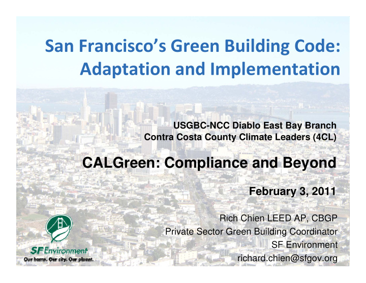 san francisco s green building code adaptation and