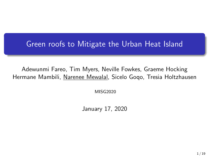 green roofs to mitigate the urban heat island