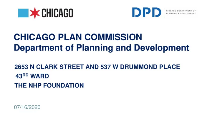 chicago plan commission department of planning and