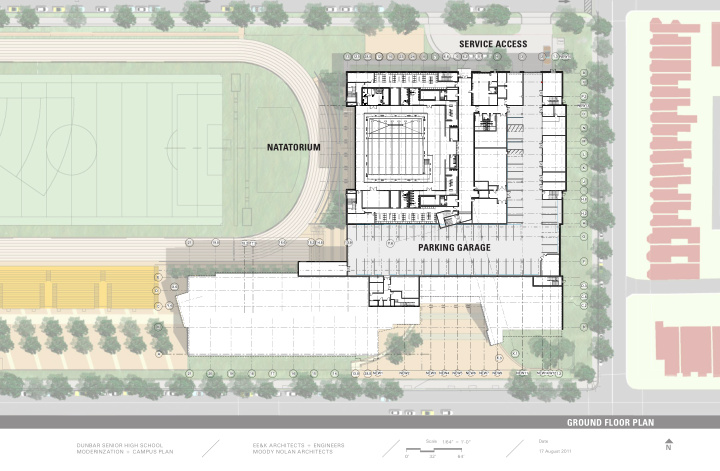 service access natatorium parking garage ground floor plan