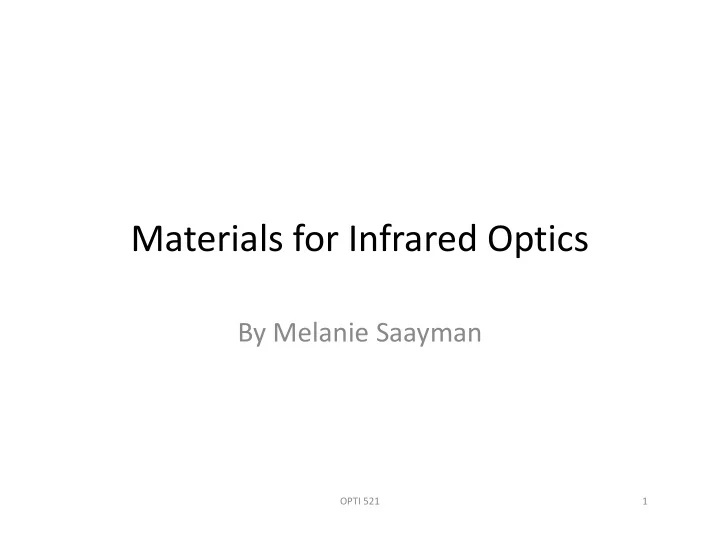 materials for infrared optics