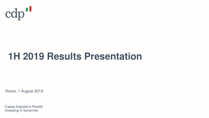 1h 2019 results presentation