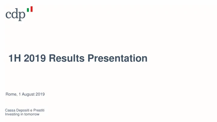 1h 2019 results presentation