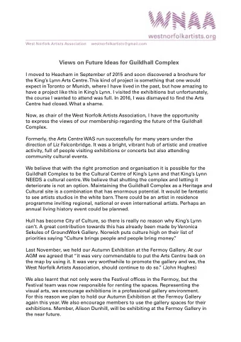 West Norfolk Artist Association  West Norfolk Artists Association    westnorfolkartists@gmail.com