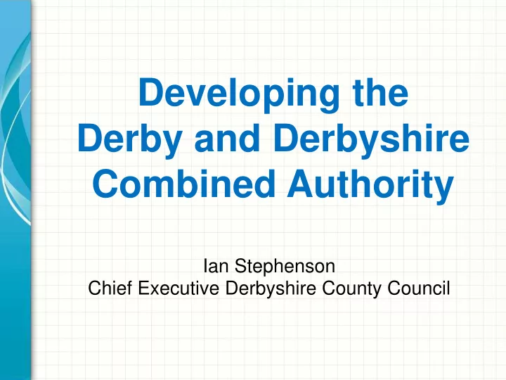 developing the derby and derbyshire