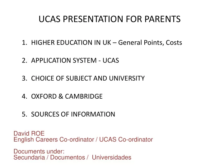ucas presentation for parents